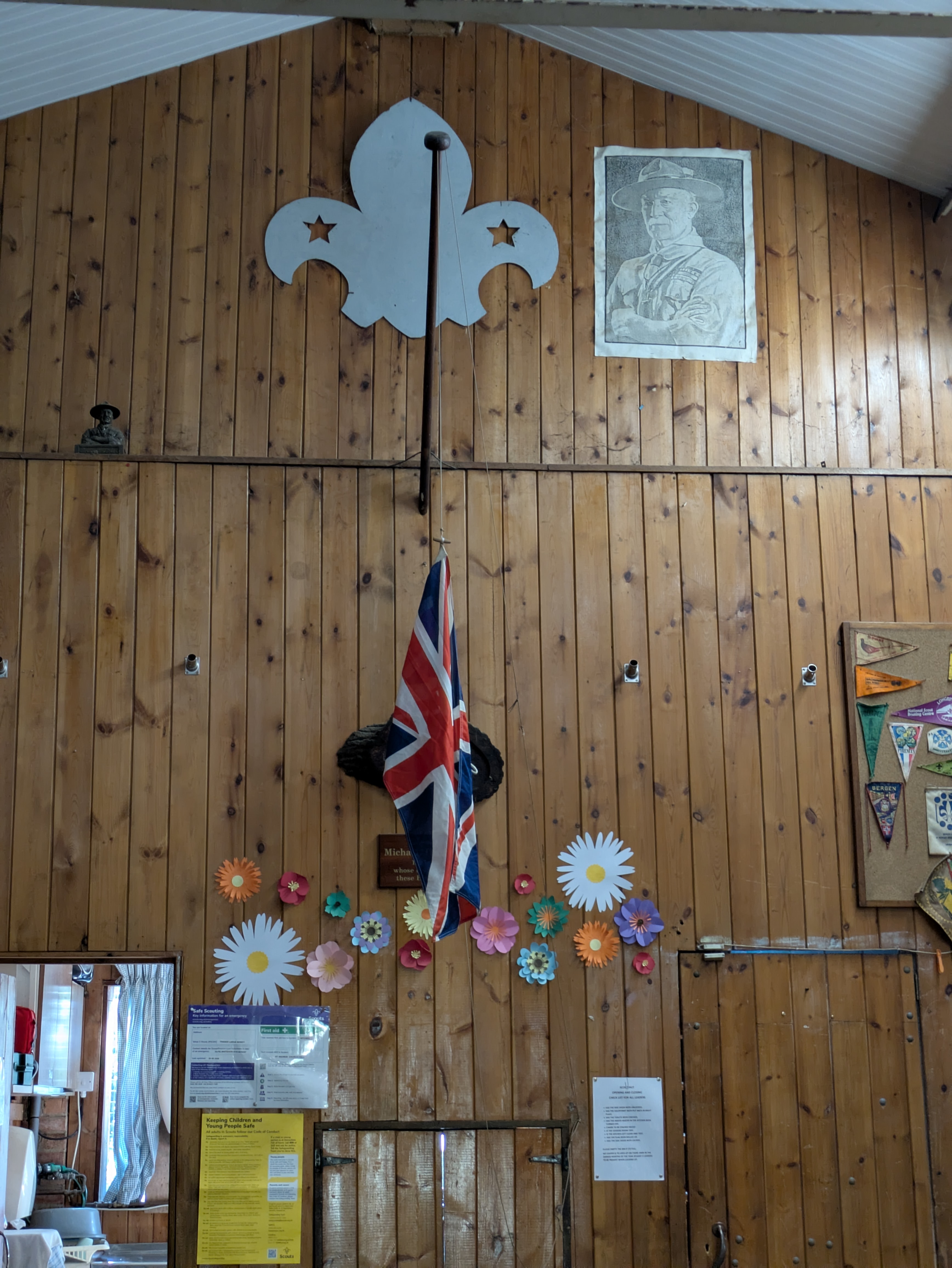 Ham colours at half mast.
